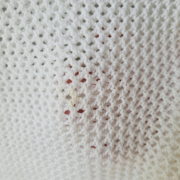 Vintage Ivory Loose Open Knit Mesh Netted See Through Sweater Top Sz Small - Picture 5 of 14